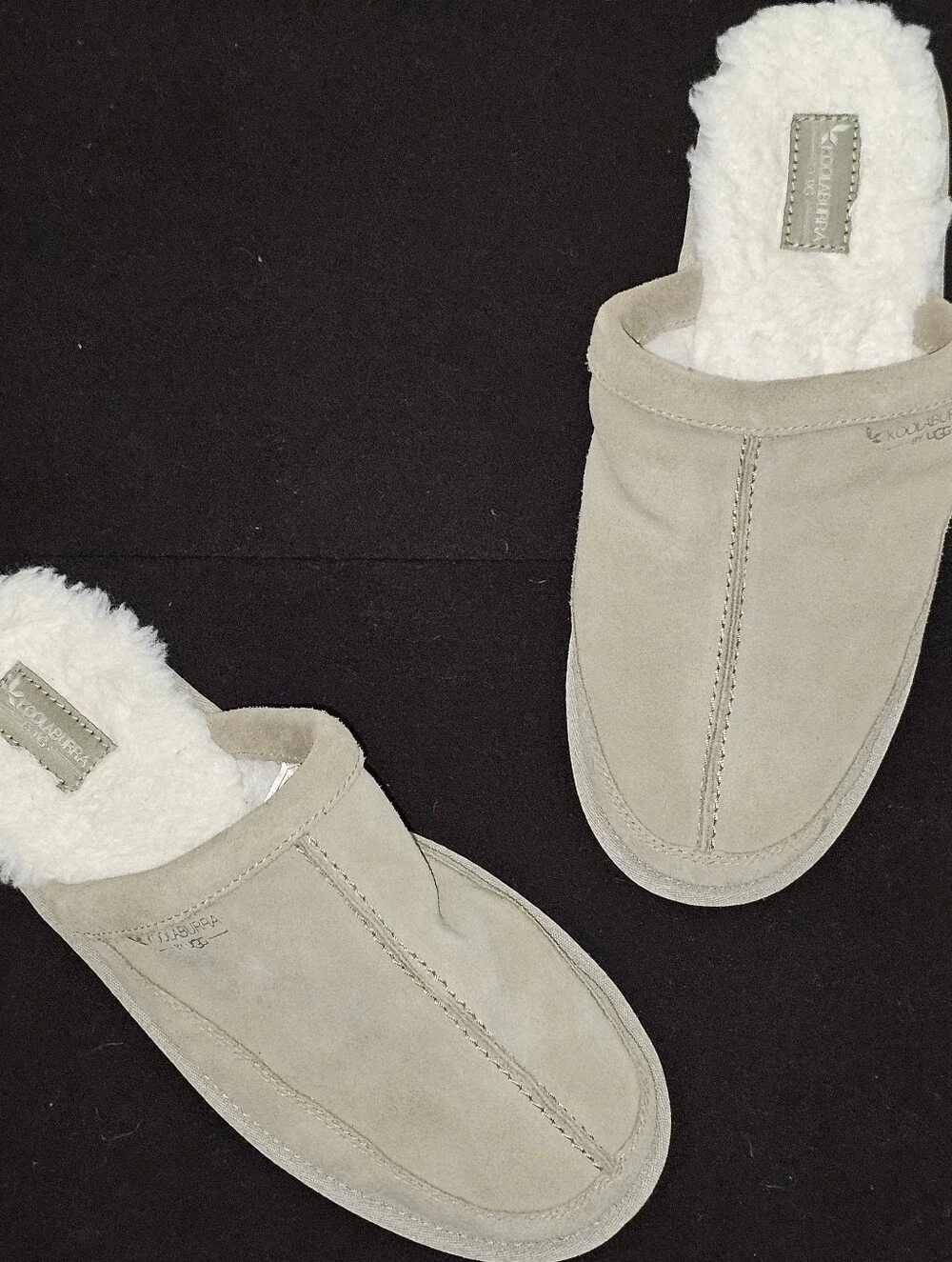 UGG Koolaburra Men's 11 Suede Shearling Lined Slippers - Beige